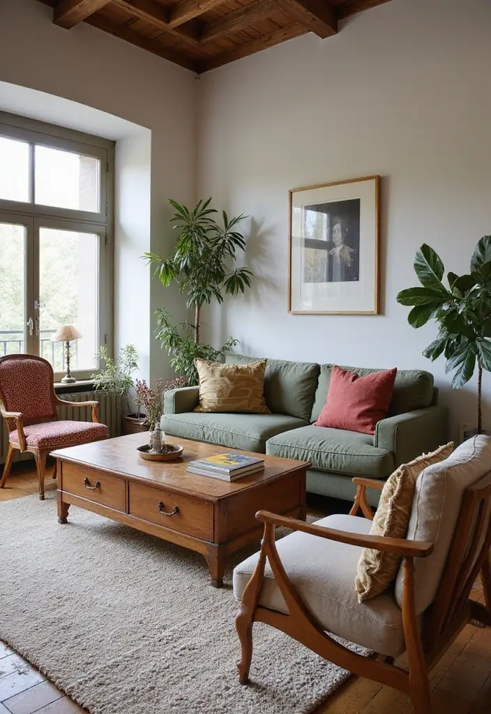 30 2 Bedroom Apartment Ideas That Feel Spacious and Stylish - 21. Vintage Meets Modern