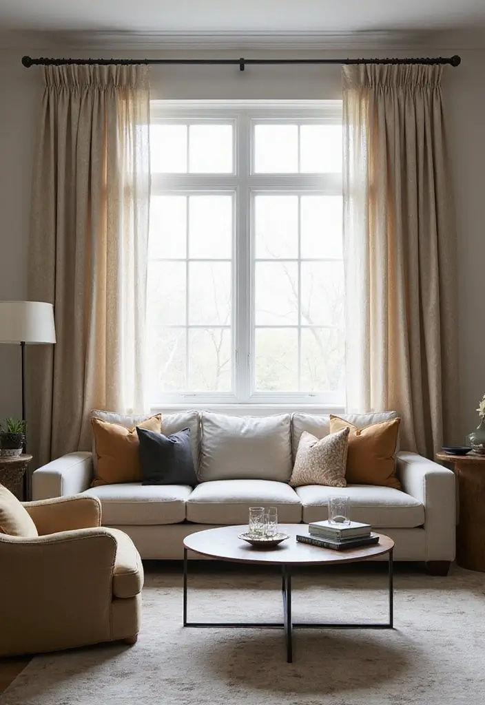 30 2 Bedroom Apartment Ideas That Feel Spacious and Stylish - 24. Layered Window Treatments