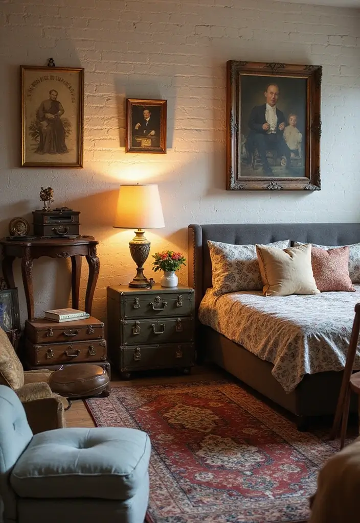 30 Basement Bedroom Ideas on a Budget That Look Expensive - 16. Incorporate Vintage Finds