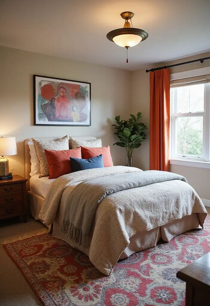 30 Basement Bedroom Ideas on a Budget That Look Expensive - 21. Use Bold Accent Colors