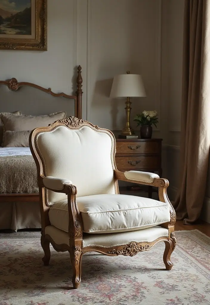 30 Bedroom Chair Ideas for a Luxe & Relaxing Master Suite - 10. Vintage Inspired Chairs