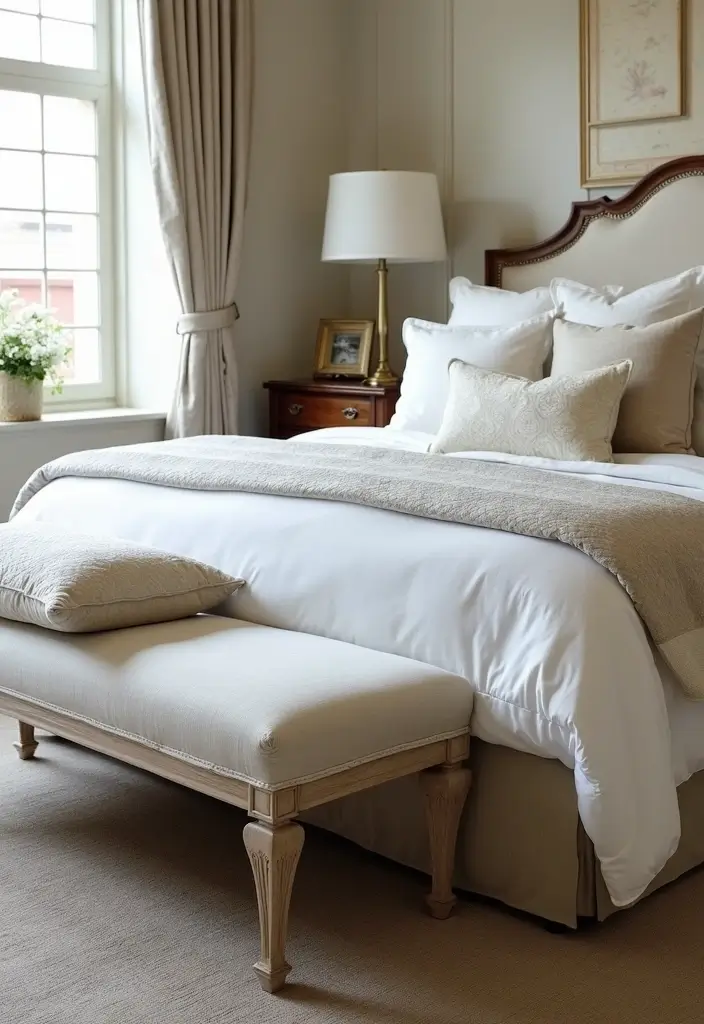 30 Bedroom Chair Ideas for a Luxe & Relaxing Master Suite - 18. Upholstered Seat Benches