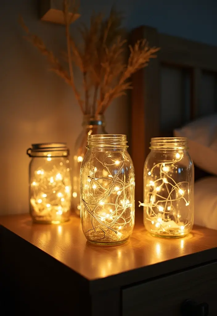 30 Bedroom Decor Ideas DIY That Instantly Upgrade Your Space - 13. Upcycled Jar Lanterns