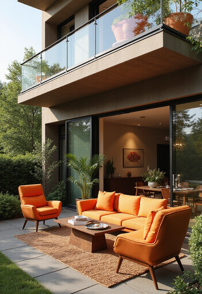 30 Bedroom Ideas with Balcony That Bring the Outdoors In - 13. Mid-Century Modern Balcony