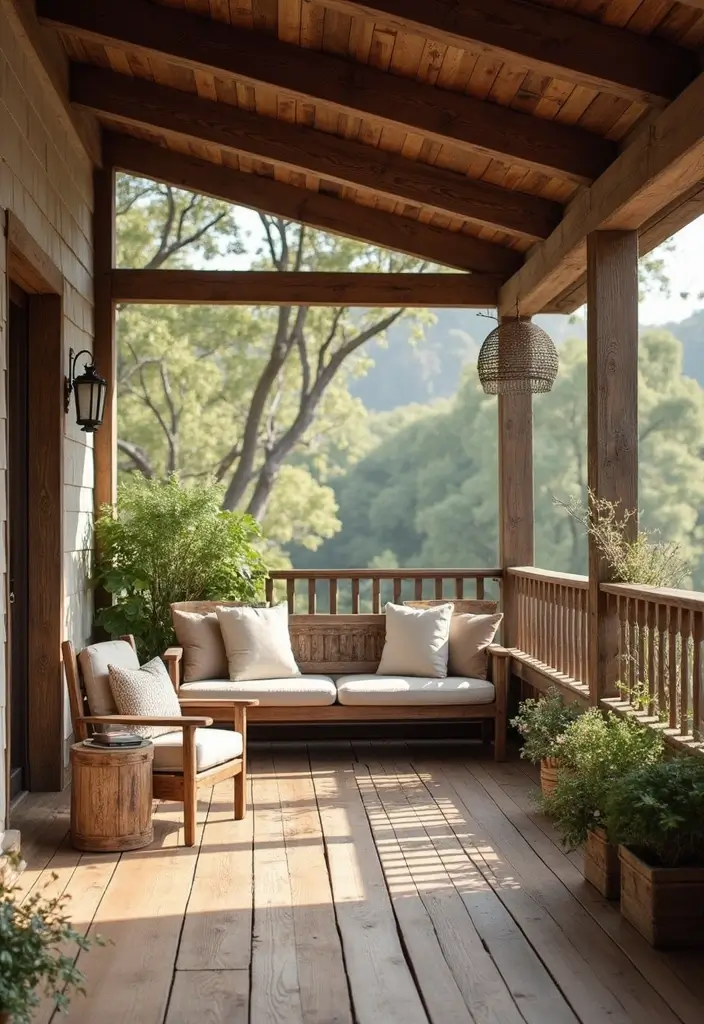 30 Bedroom Ideas with Balcony That Bring the Outdoors In - 14. Farmhouse-Style Balcony