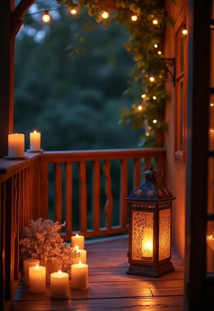 30 Bedroom Ideas with Balcony That Bring the Outdoors In - 15. Candlelit Balcony Retreat