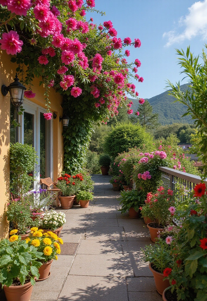 30 Bedroom Ideas with Balcony That Bring the Outdoors In - 22. Colorful Balcony Garden
