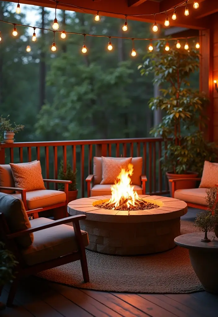 30 Bedroom Ideas with Balcony That Bring the Outdoors In - 28. Cozy Fire Pit Retreat