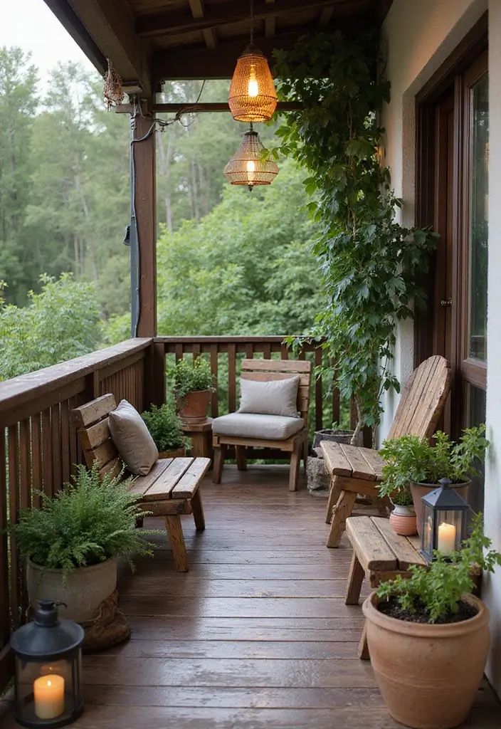 30 Bedroom Ideas with Balcony That Bring the Outdoors In - 7. Rustic Balcony Retreat
