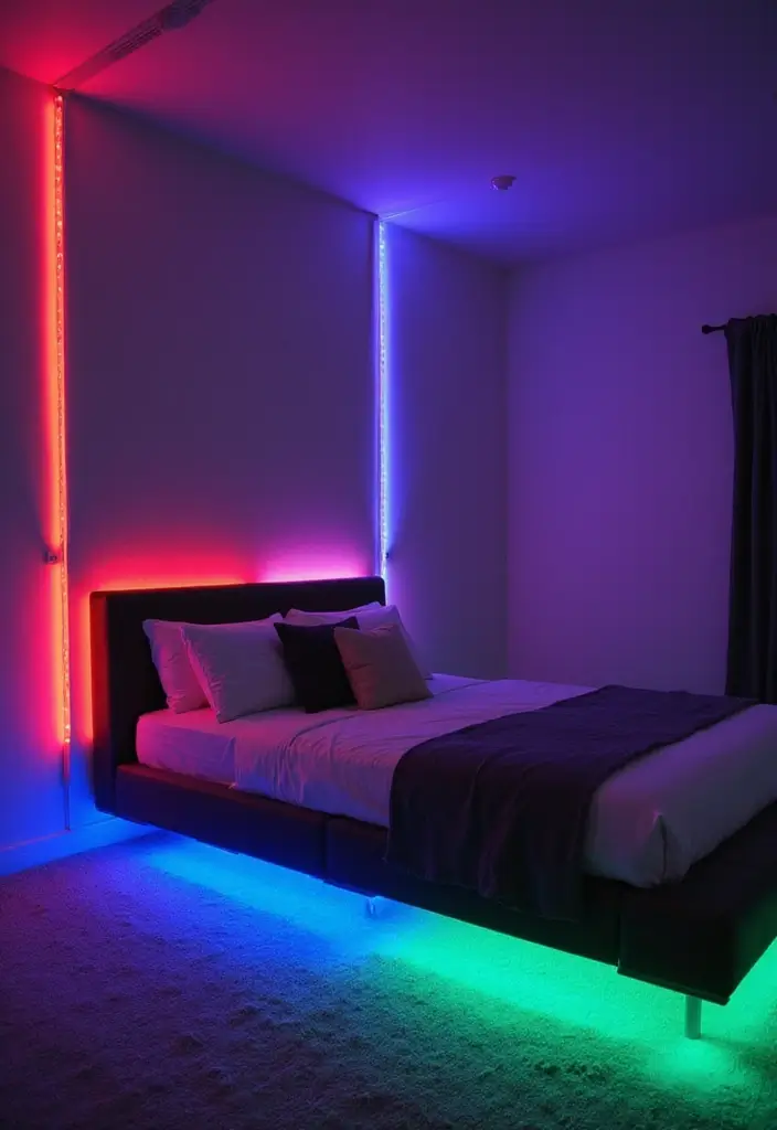 30 Bedroom LED Lighting Ideas That Transform the Mood Instantly - 1. Color-Changing LED Strip Lights