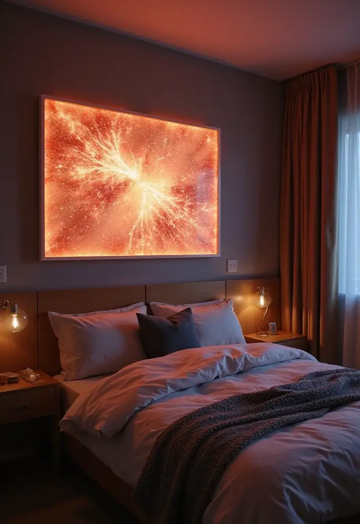 30 Bedroom LED Lighting Ideas That Transform the Mood Instantly - 19. LED Wall Art