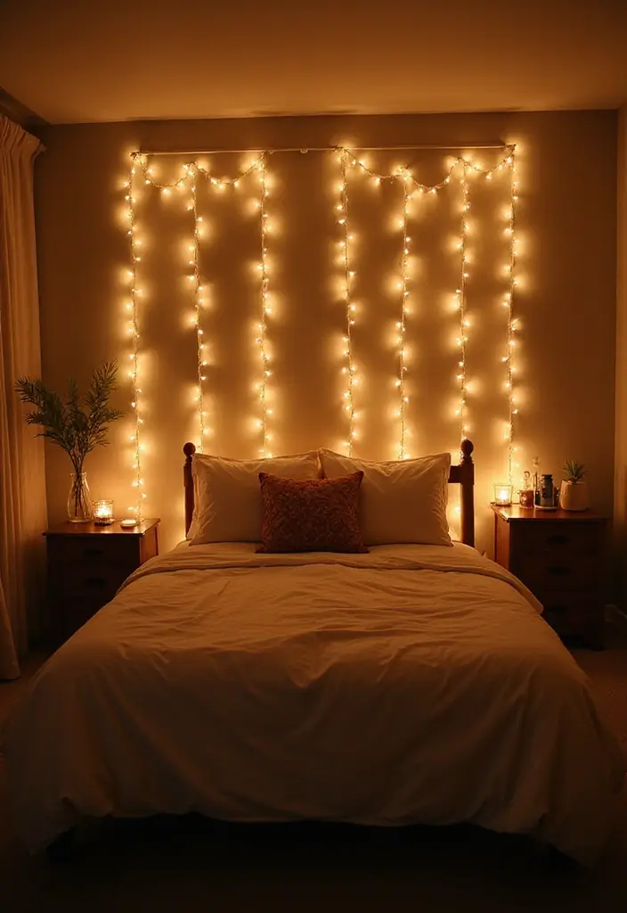 30 Bedroom LED Lighting Ideas That Transform the Mood Instantly - 25. LED Outdoor String Lights Indoors