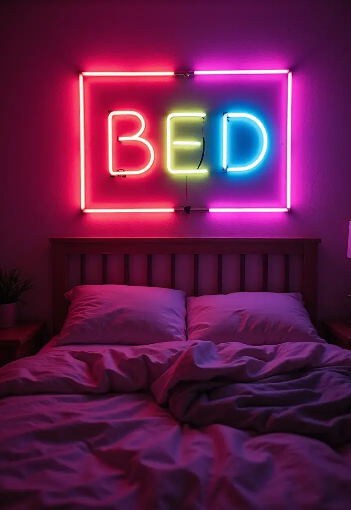 30 Bedroom LED Lighting Ideas That Transform the Mood Instantly - 7. LED Neon Signs