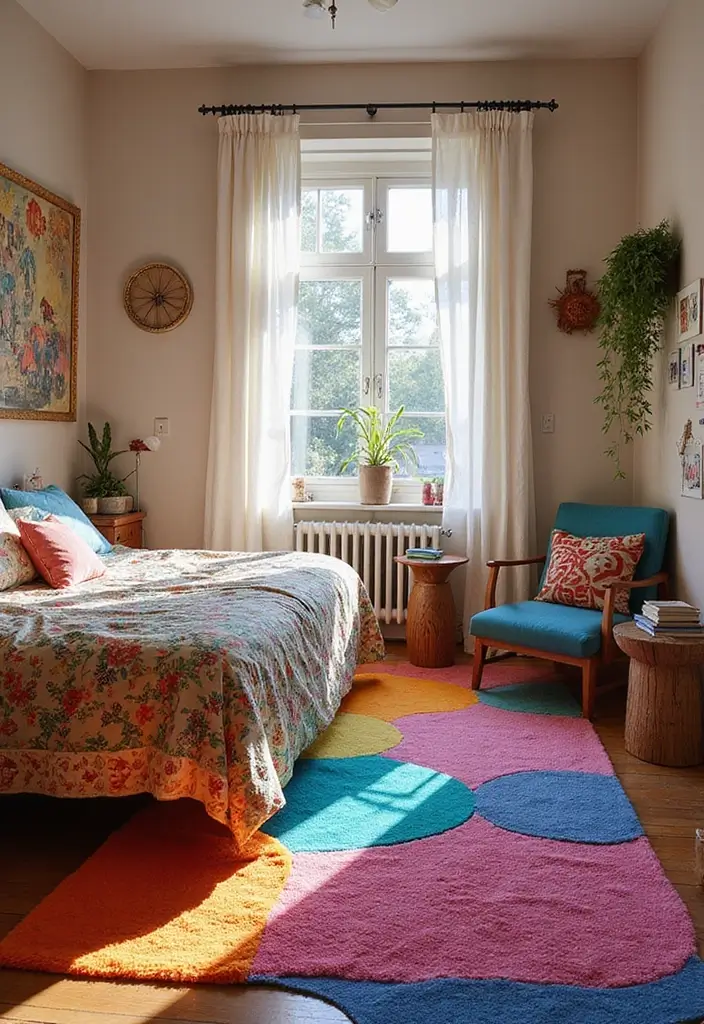 30 Carpet in Bedroom Ideas That Add Comfort & Warmth - 10. Playful Color Combinations