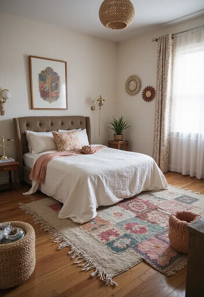30 Carpet in Bedroom Ideas That Add Comfort & Warmth - 12. Patchwork Rugs