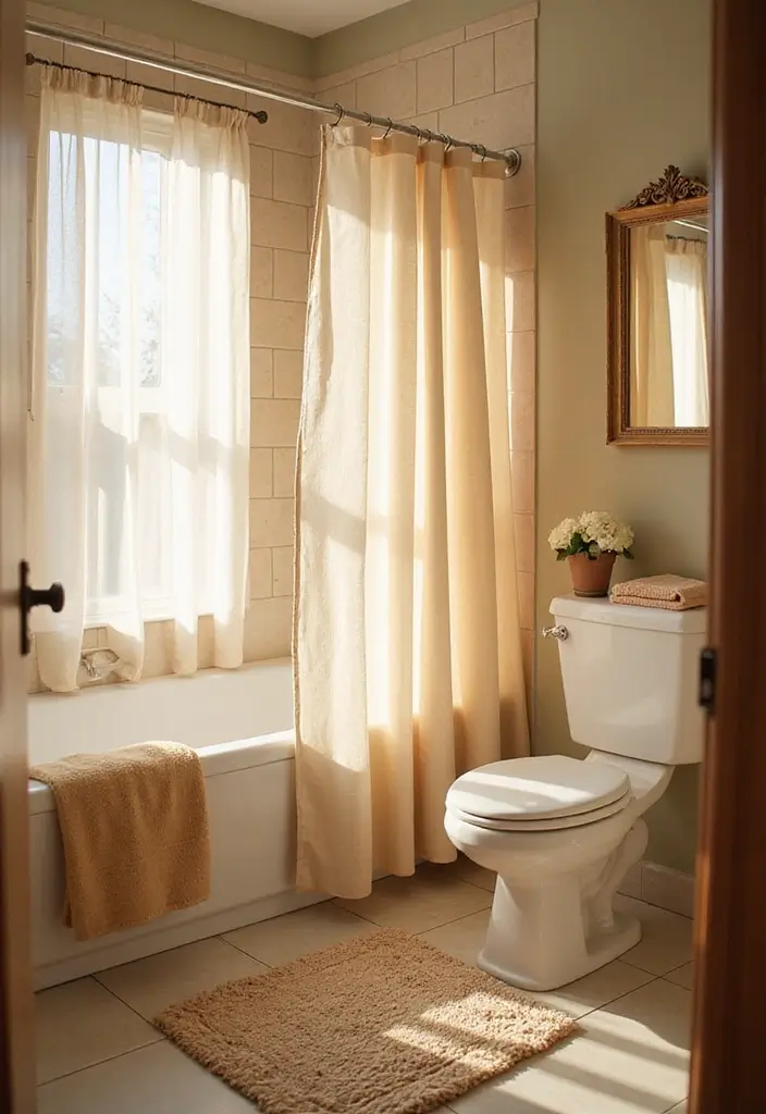 30 Cozy Bedroom Ideas Aesthetic That Feel Warm and Inviting - 27. Cozy Shower Curtain