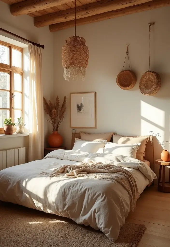 30 Cozy Bedroom Ideas Aesthetic That Feel Warm and Inviting - 9. Earthy Decor Accents