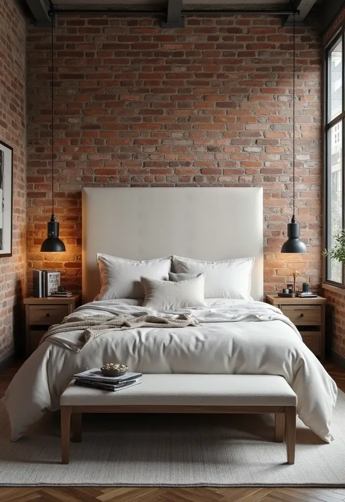 30 Cream Headboard Bedroom Ideas That Feel Elegant & Soft - 10. Industrial Touch