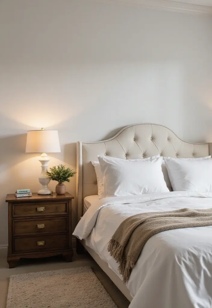 30 Cream Headboard Bedroom Ideas That Feel Elegant & Soft - 18. Elegant Nightstands