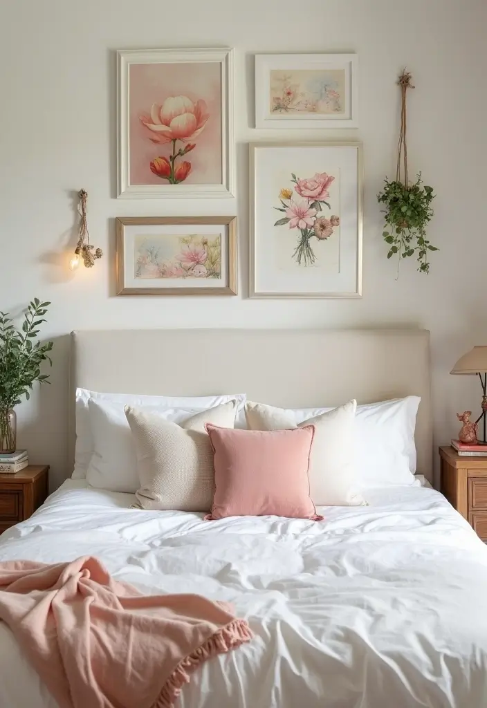 30 Cream Headboard Bedroom Ideas That Feel Elegant & Soft - 19. Soft Artful Accents