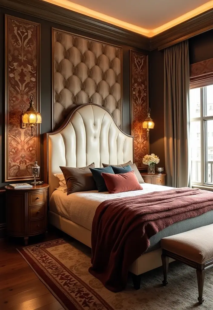 30 Cream Headboard Bedroom Ideas That Feel Elegant & Soft - 4. Art Deco Elegance