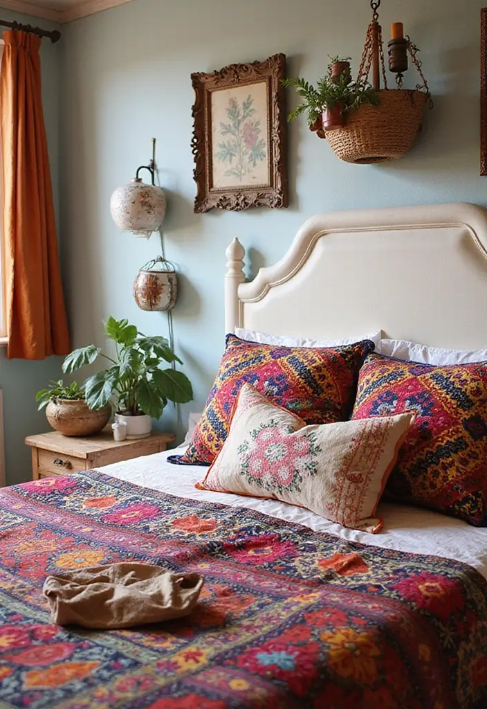 30 Cream Headboard Bedroom Ideas That Feel Elegant & Soft - 9. Bohemian Bliss