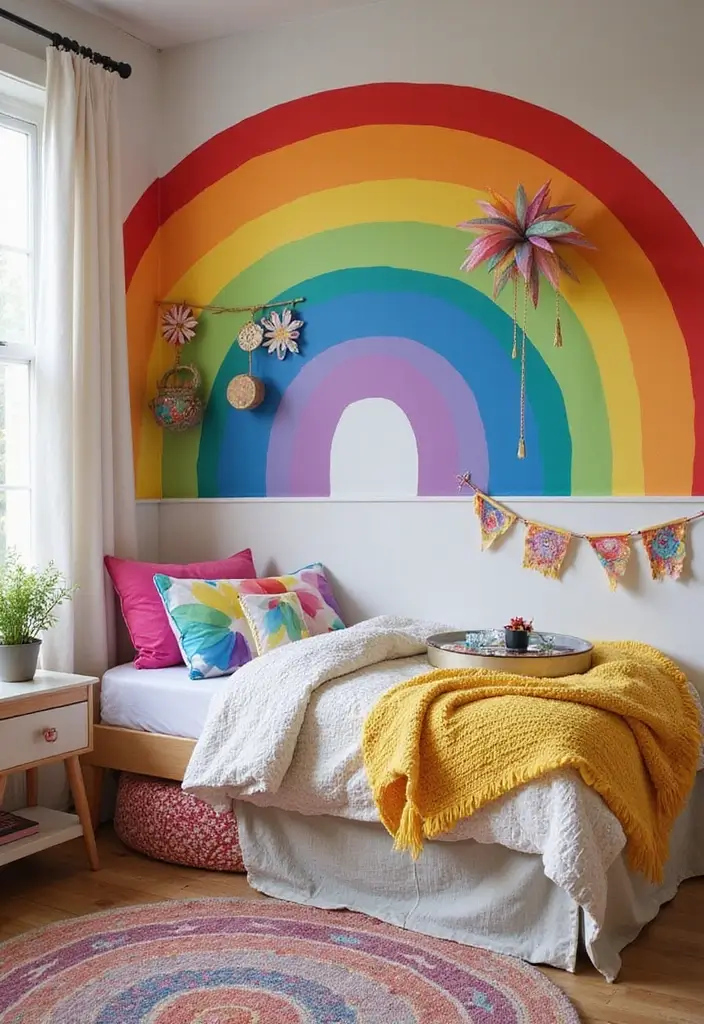 30 Cute Girl Bedroom Ideas That Feel Adorable & Trendy - 13. Rainbow Accents
