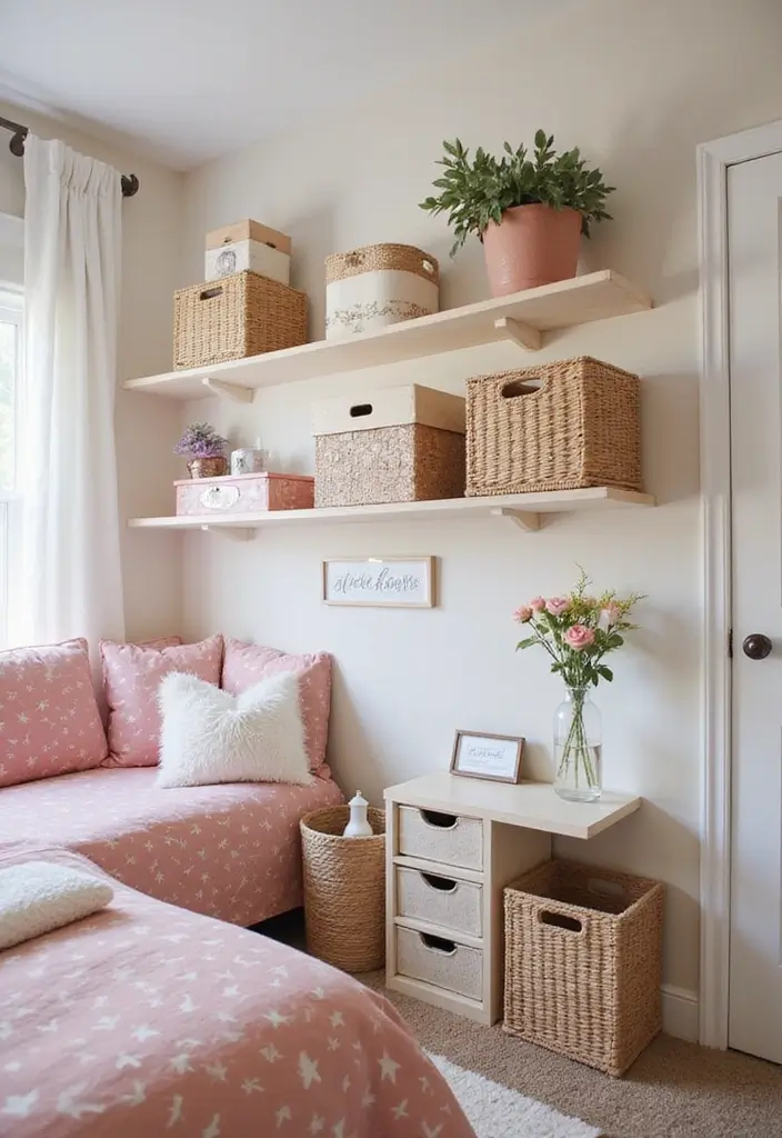 30 Cute Girl Bedroom Ideas That Feel Adorable & Trendy - 14. Creative Storage Solutions
