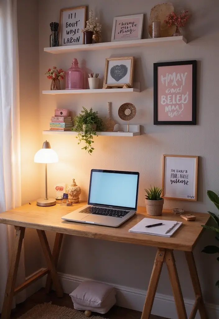 30 Cute Girl Bedroom Ideas That Feel Adorable & Trendy - 16. Personalized Desk Space