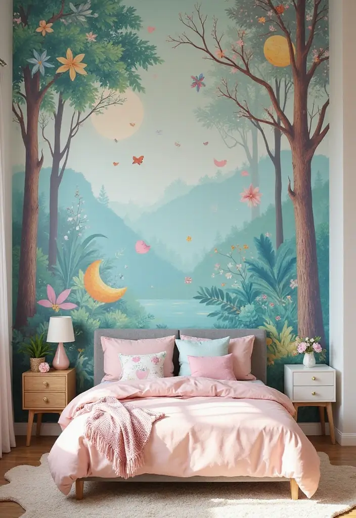 30 Cute Girl Bedroom Ideas That Feel Adorable & Trendy - 5. Whimsical Wall Murals