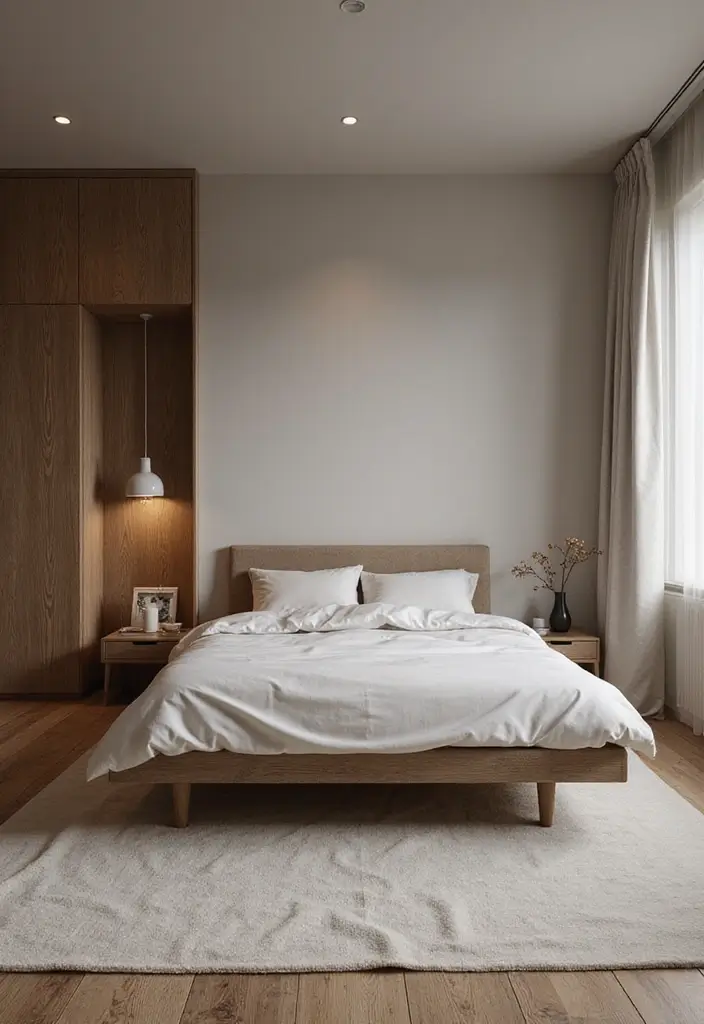 30 Dark Oak Bedroom Ideas That Bring Natural Warmth - 17. Minimalist Approach