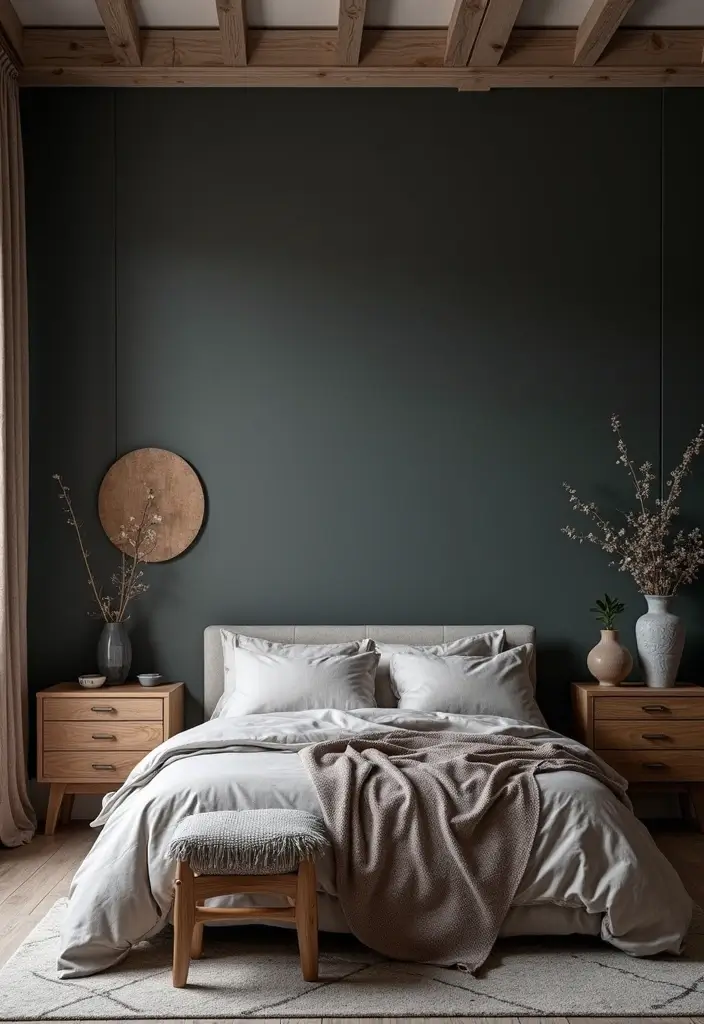 30 Dark Oak Bedroom Ideas That Bring Natural Warmth - 24. Feature Wall Ideas