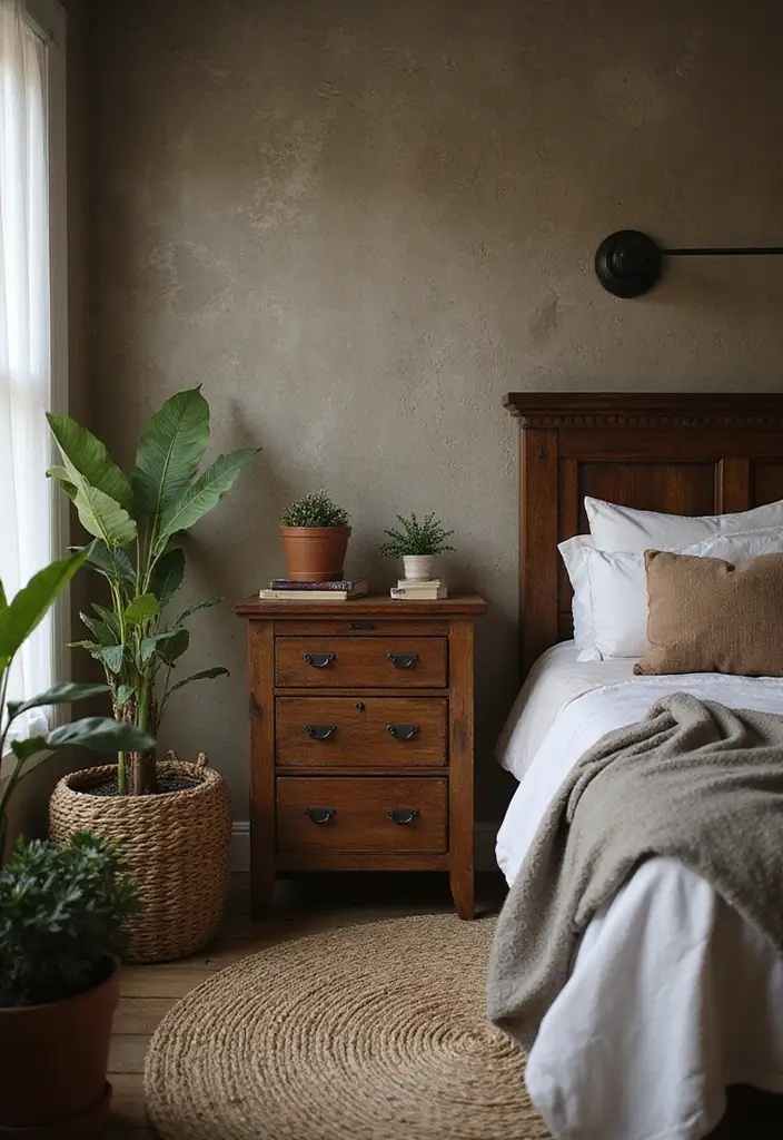 30 Dark Oak Bedroom Ideas That Bring Natural Warmth - 3. Rustic Dark Oak Furniture