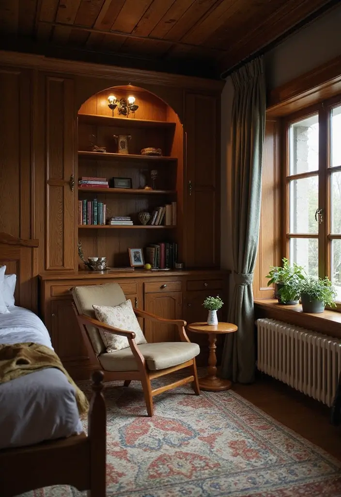 30 Dark Oak Bedroom Ideas That Bring Natural Warmth - 9. Cozy Nooks
