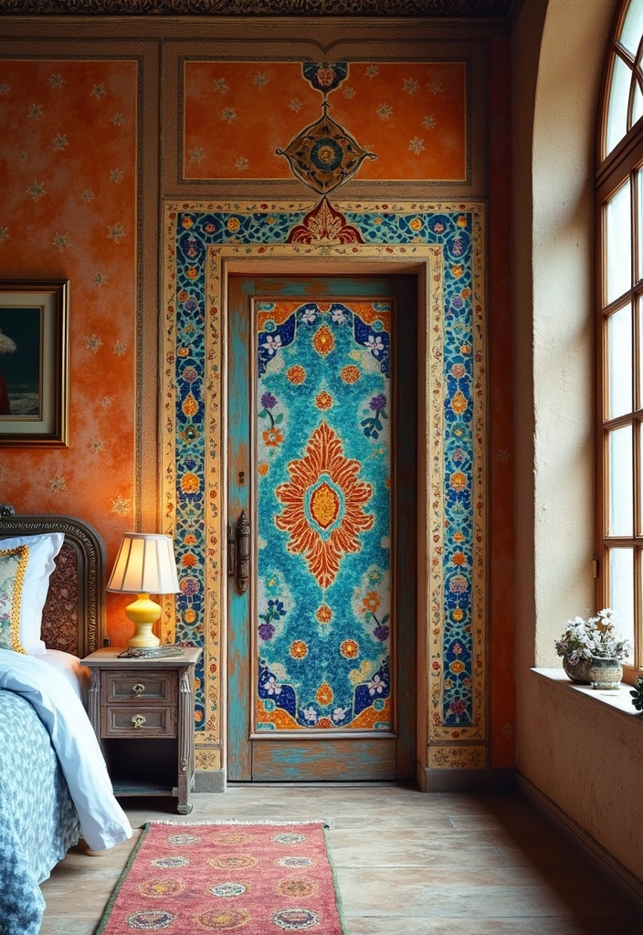 30 Door Ideas for Bedroom That Feel Unique & Creative - 13. Mosaic Tile Door