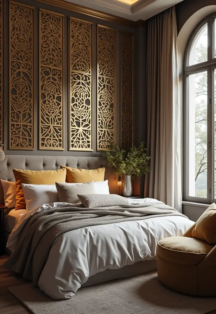 30 Door Ideas for Bedroom That Feel Unique & Creative - 16. Decorative Metal Screens