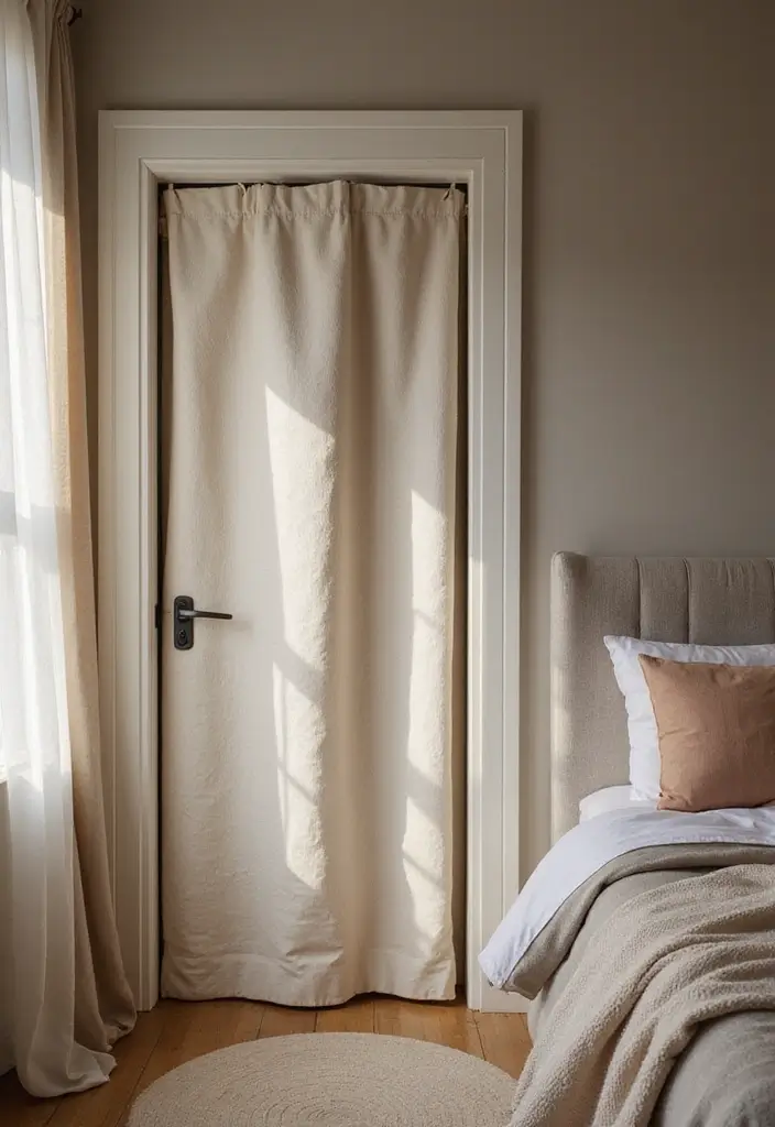 30 Door Ideas for Bedroom That Feel Unique & Creative - 17. Fabric-Covered Doors