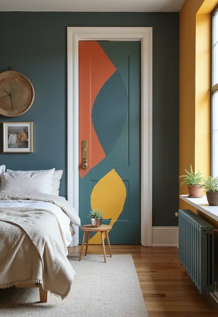 30 Door Ideas for Bedroom That Feel Unique & Creative - 18. Geometric Cut-Out Doors