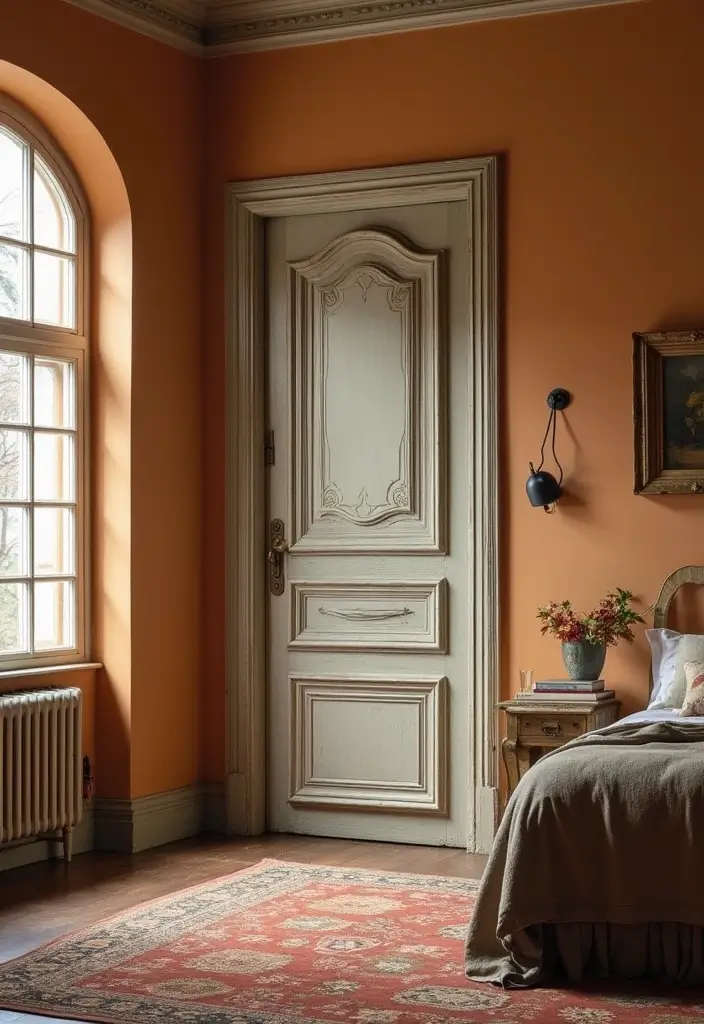 30 Door Ideas for Bedroom That Feel Unique & Creative - 19. Antique Door Revival