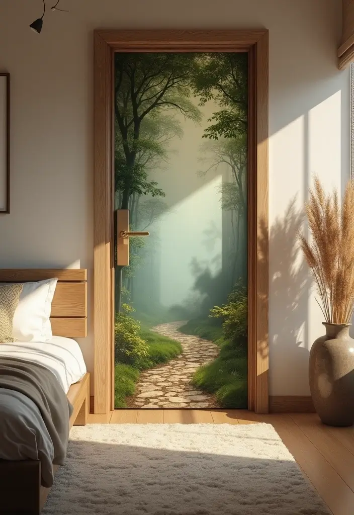 30 Door Ideas for Bedroom That Feel Unique & Creative - 21. Nature-Inspired Doors