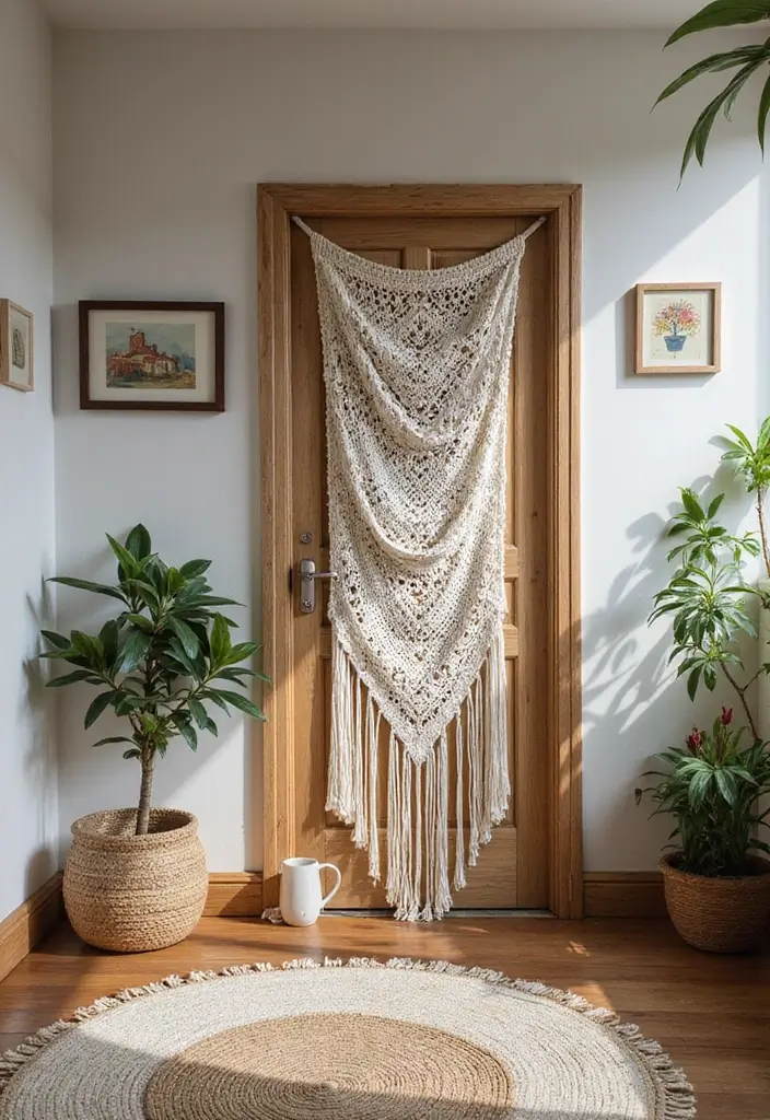 30 Door Ideas for Bedroom That Feel Unique & Creative - 23. Boho Macrame Door