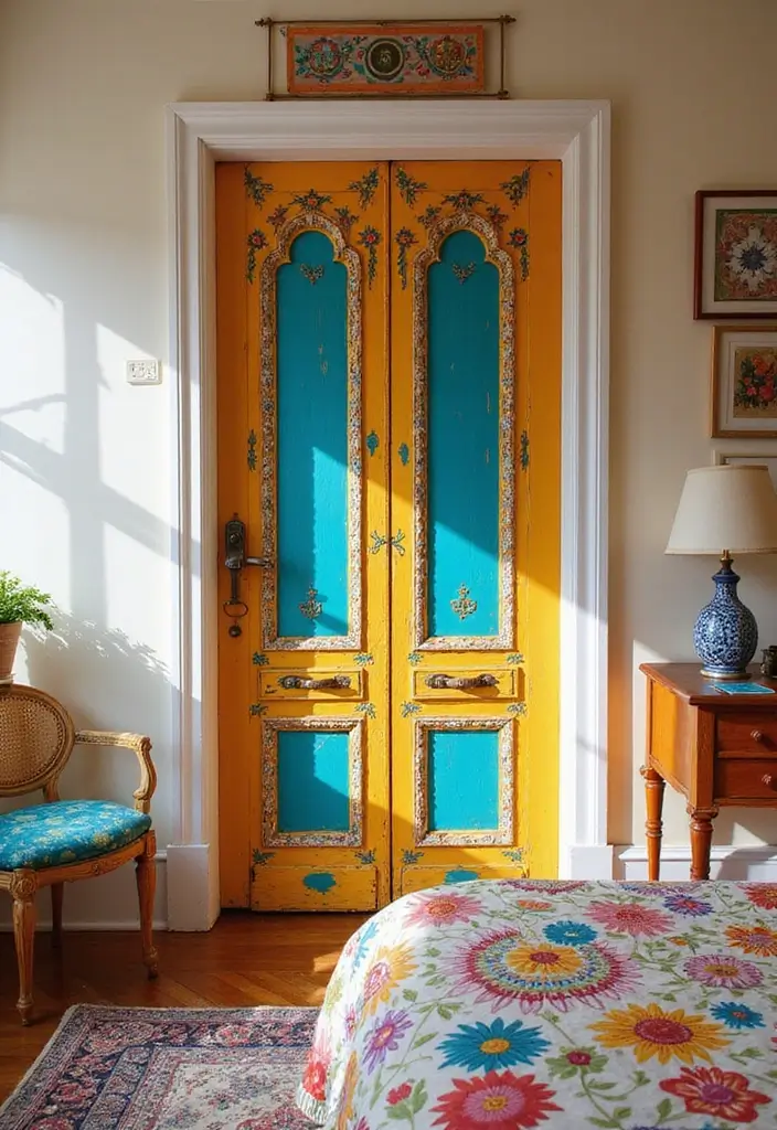 30 Door Ideas for Bedroom That Feel Unique & Creative - 9. Colorful Painted Doors