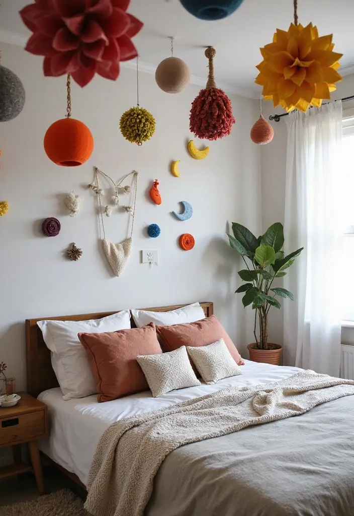 30 Fabric Ceiling Ideas Bedroom That Add Texture & Drama - 17. Felt Art Installations