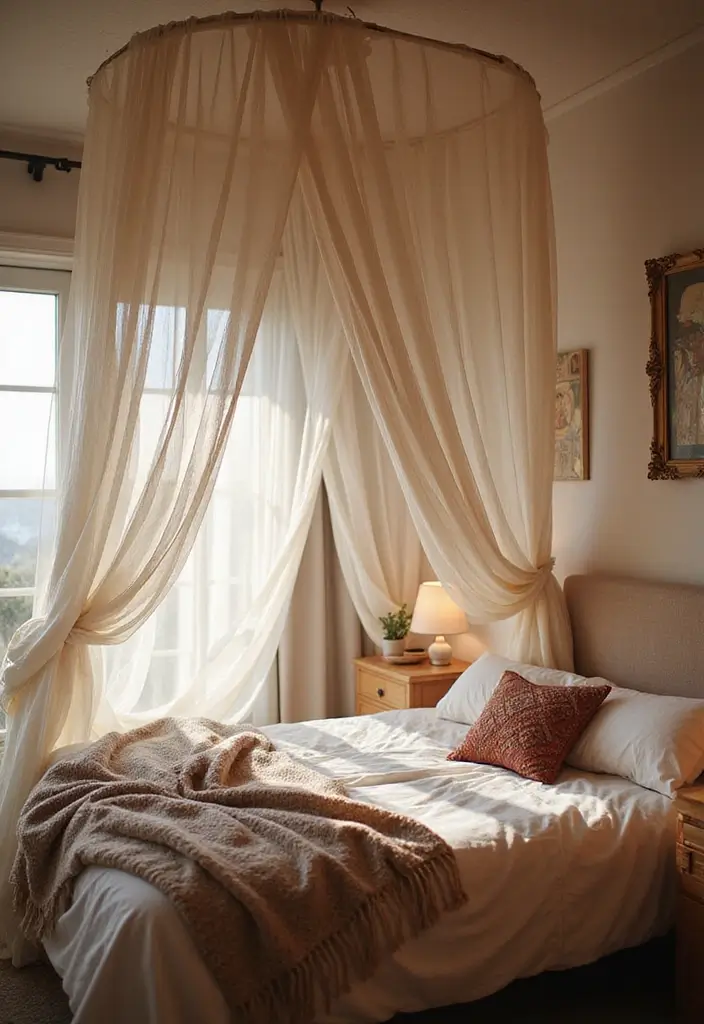 30 Fabric Ceiling Ideas Bedroom That Add Texture & Drama - 19. Sheer Fabric Canopy