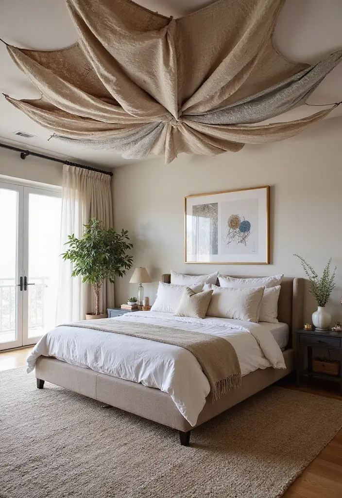 30 Fabric Ceiling Ideas Bedroom That Add Texture & Drama - 27. Lattice Fabric Framework