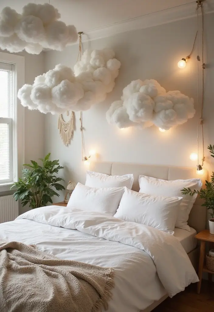 30 Fabric Ceiling Ideas Bedroom That Add Texture & Drama - 3. Textured Fabric Clouds