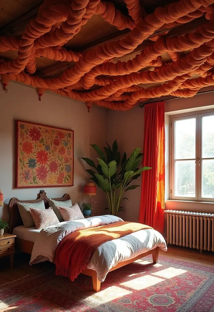 30 Fabric Ceiling Ideas Bedroom That Add Texture & Drama - 30. Twisted Fabric Ropes