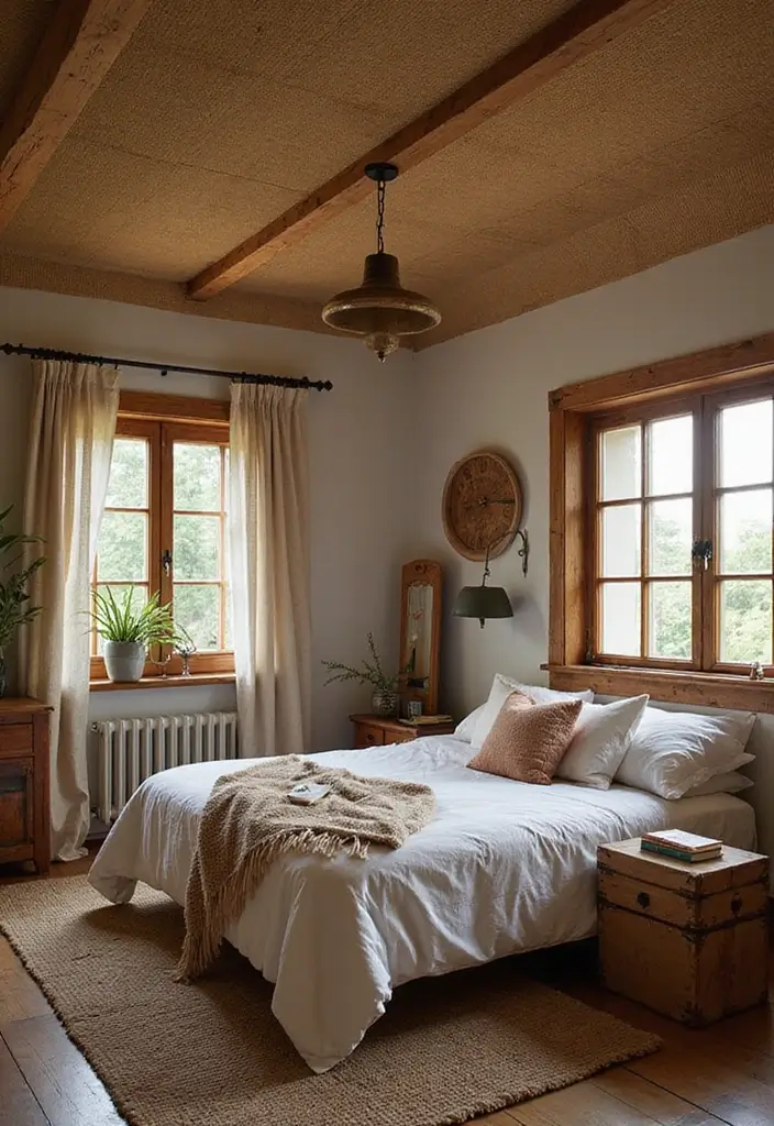 30 Fabric Ceiling Ideas Bedroom That Add Texture & Drama - 8. Rustic Burlap Charm