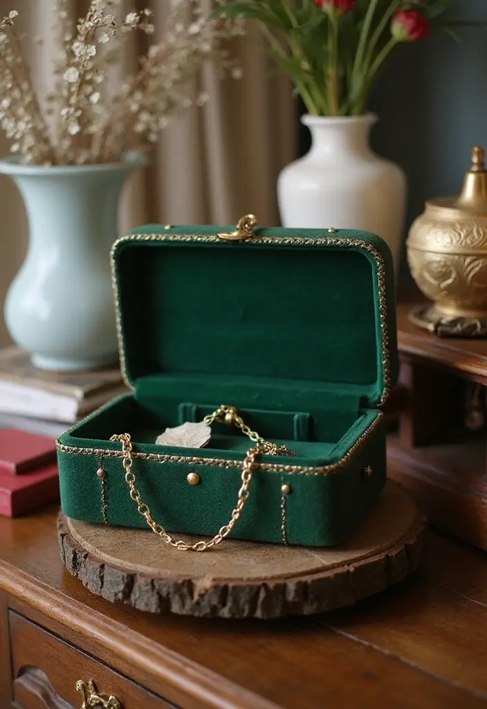 30 Green Velvet Bedroom Ideas That Feel Luxurious and Bold - 25. Green Velvet Jewelry Boxes