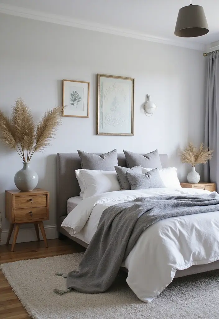 30 Grey Bedroom Furniture Ideas That Are Elegant & Timeless - 14. Grey Decor Accessories
